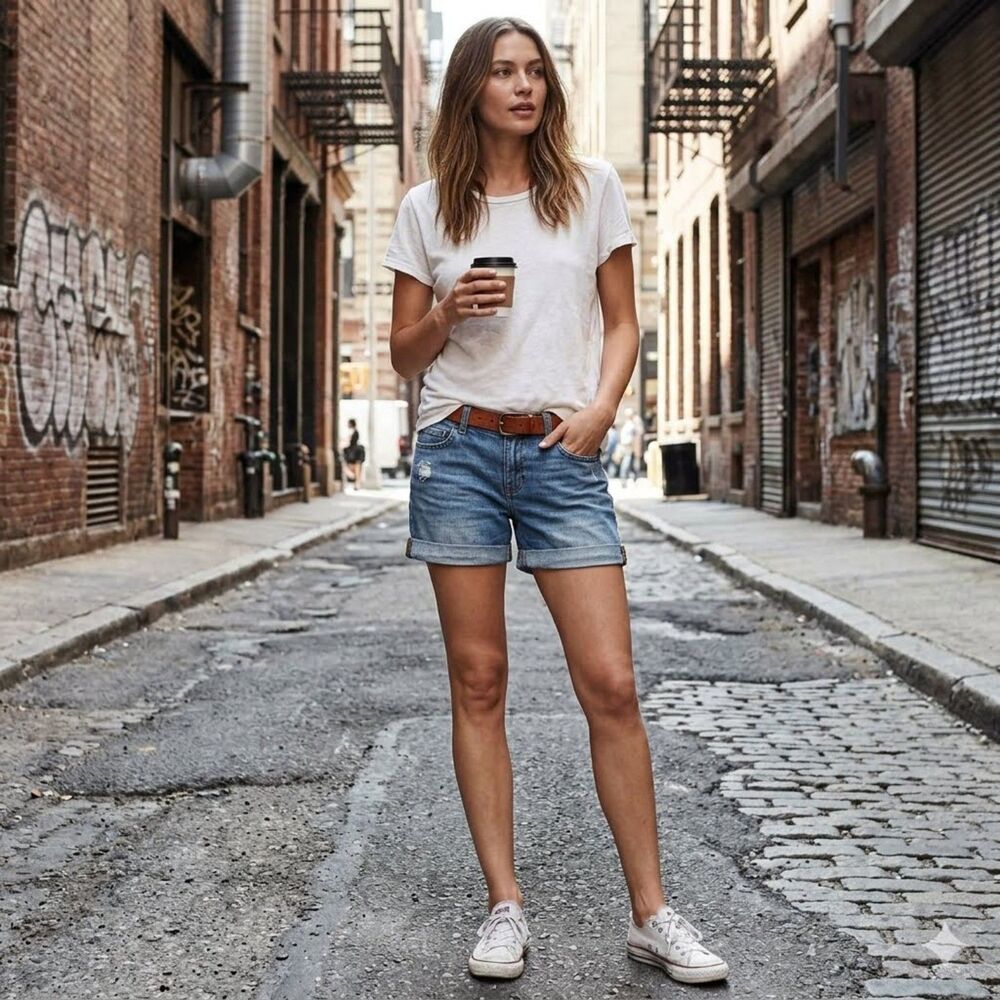 Gap 1969 Sexy Boyfriend Shorts Womens 24 Blue Distressed Cuffed Denim Cotton